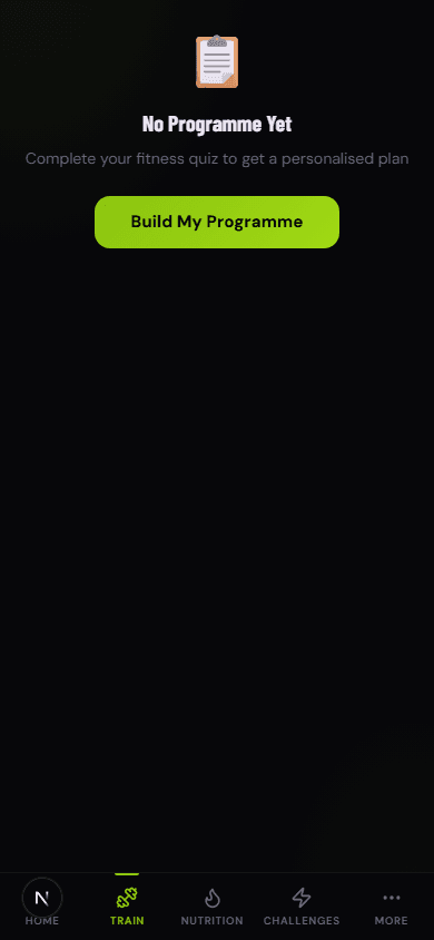 Training programme screen